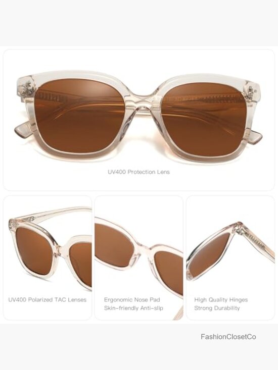 Square Polarized Sunglasses Women Retro UV400 Acetate Shades main image 2